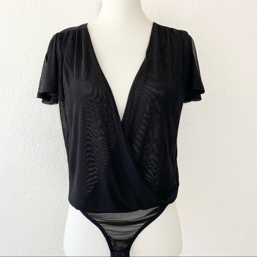 BEBE Black Bodysuit Blouse - Picture 1 of 4